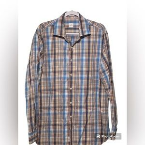 Peter Millar Shirt Mens Large multi color Button Up Long‎ Sleeve Casual Business